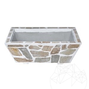 Jardinière rustique en béton, 100x50 cm - Plaquée avec de la pierre polygonale Rhodos | Pour les fleurs dans le jardin, la terrasse et l'allée
