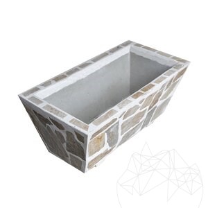 Jardinière rustique en béton, 100x50 cm - Plaquée avec de la pierre polygonale Rhodos | Pour les fleurs dans le jardin, la terrasse et l'allée