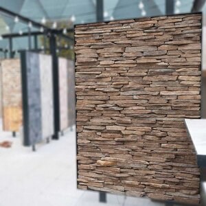Ardoise brun rouille 3D Strips | Pierre décorative pour bardage vertical, extérieur-intérieur (10-12/palette)