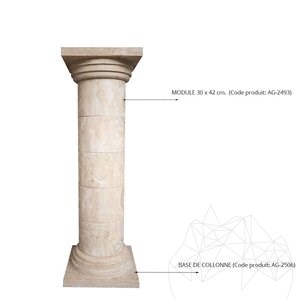 Colonne romaine en travertin Classic Riven, 30 x 42 x 42 cm
