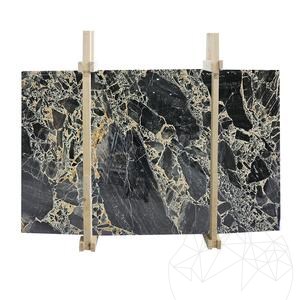 Tranche de marbre Black Leopard polie, 2 cm