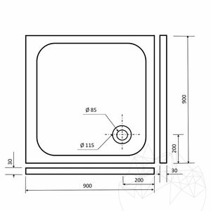 Douchebak Travertin Latte ST-012 SBSS 90 x 90 x 3 cm