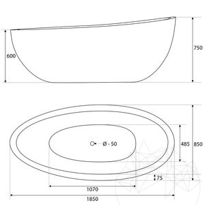 Handtekening Aranescato Faro ULTRA FLAT gepolijst marmeren bad 186 x 86 x 70 cm