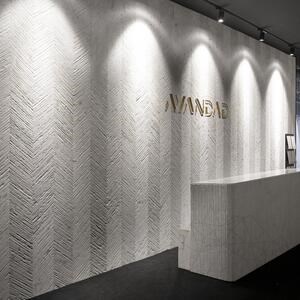 Dalle Carrara White Tile(Chevron Design) 2CM
