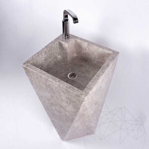 Evier de salle de bain, Marbre Autograph Tundra Grey, 45 x 82 cm