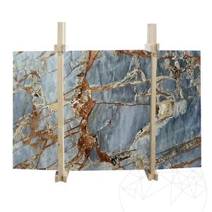 Fantastische blauw gepolijste marmeren plaat van 2 cm
