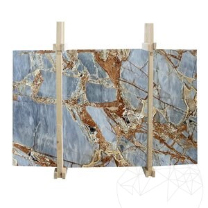 Fantastische blauw gepolijste marmeren plaat van 2 cm