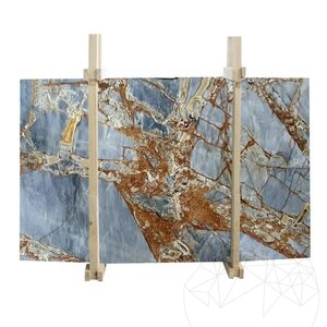 Fantastische blauw gepolijste marmeren plaat van 2 cm