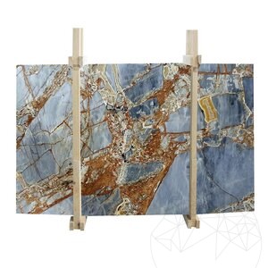 Fantastische blauw gepolijste marmeren plaat van 2 cm