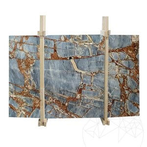 Fantastische blauw gepolijste marmeren plaat van 2 cm