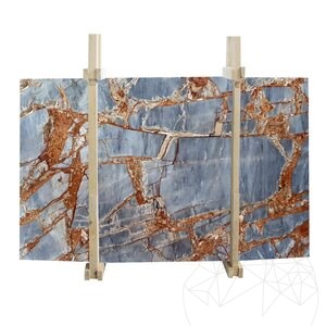 Fantastische blauw gepolijste marmeren plaat van 2 cm