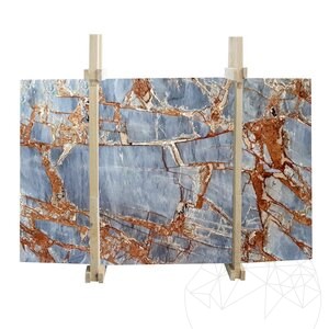 Fantastische blauw gepolijste marmeren plaat van 2 cm