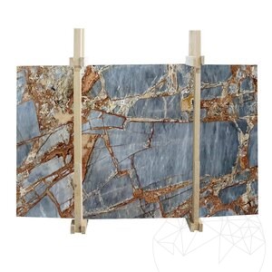 Fantastische blauw gepolijste marmeren plaat van 2 cm