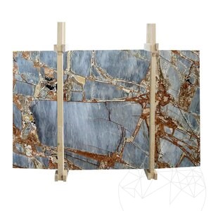 Fantastische blauw gepolijste marmeren plaat van 2 cm