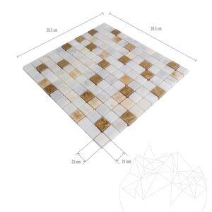 Wit Marmer Mozaïek - Onyx - Emperador Mix Gepolijst 2,3 x 2,3 cm