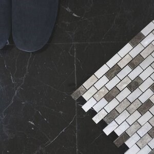 Mosaïque de marbre poli Emperador/Tundra/Mugla Mix, 3.2 x 1.5 cm