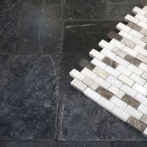 Mosaïque de marbre poli Emperador/Tundra/Mugla Mix, 3.2 x 1.5 cm