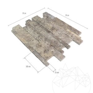Mozaïek Travertijn Zilver 3D Muur Gepolijst