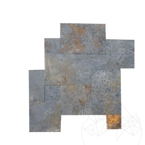 Ensemble de motifs français en ardoise Riven Noisette multicolore, 2 cm