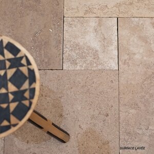 Latte PREMIUM Travertin Tumbled French Pattern Set, 1.2 cm