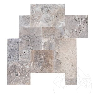 Travertin argenté taillé en croix brossé à la française, 1.2 cm, commande spéciale