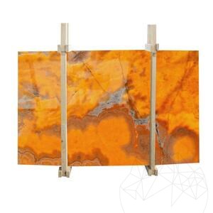 Gepolijst oranje onyx plaatje, 2 cm