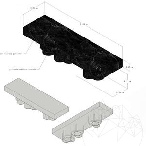 PureMess Ceppo Marmeren Tuinbank, 180 x 50 x 44 cm
