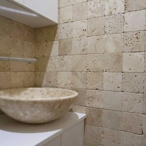 Classic Cross Cut Tumbled Travertin, 10 x 10 x 1 cm - Economie
