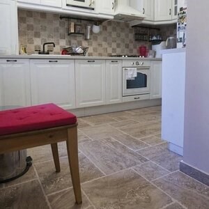 Opus Romain Travertine Latte Geborsteld en Gebeiteld PRIME 1,2 cm
