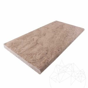 Latte PREMIUM Travertin Brossé & Taillé, Escalier/Chemin de Piscine, 61 x 30.5 x 3 cm