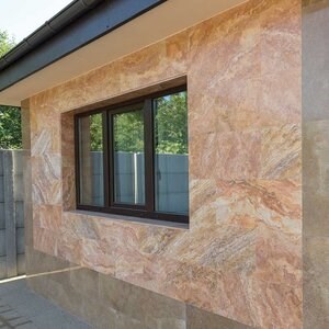 Vloer- en wandtegels Travertin Peach Cross Cut Polished, 61 x 30,5 x 1,2 cm