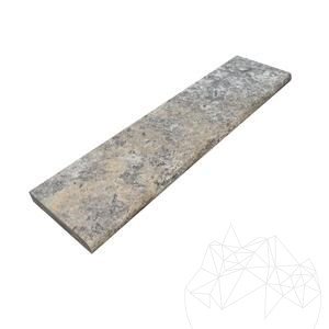 Bordure en travertin Silver standard antidérapante 3 x 15 x 61 cm - Finition vieillie Cross Cut