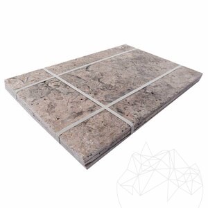 Opus Romain Travertin Silver Cross Cut geborsteld en gebeiteld 1,2 cm