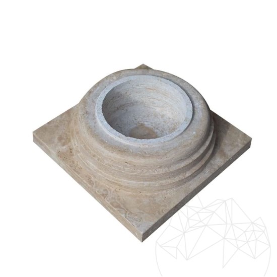 Base de colonne en travertin Romano Classic Riven, 60 x 60 x 20 cm