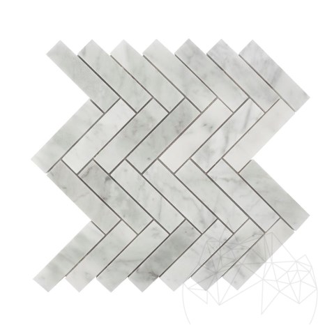 Mozaïek Marmer Bianco Carrara Chevron Mat