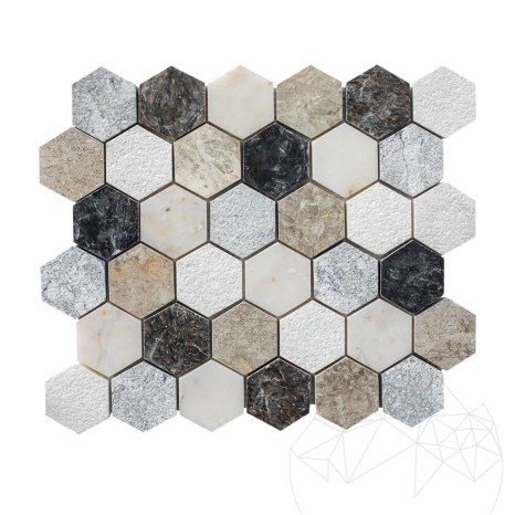 Mélange de mosaïques de marbre hexagonales 