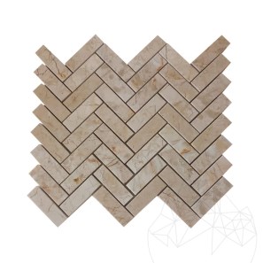 Mozaïek Marmer Crema Royal Chvrone Gepolijst 2,5 x 5 cm
