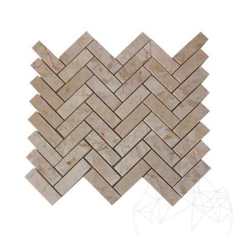 Mozaïek Marmer Crema Royal Chvrone Gepolijst 2,5 x 5 cm