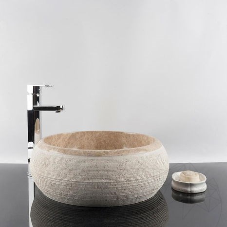 Lavabo de salle de bain, Marbre Light Emperador RS-24, 41 x 33.5 cm