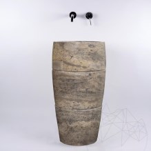Wastafel op zuil Tao Travertin Zilver SP-26 82x42 cm