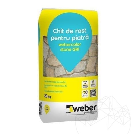 Weber Color Stone Grey, 20 Kg, Coulis flexible pour murs et sols en pierre naturelle à joints larges