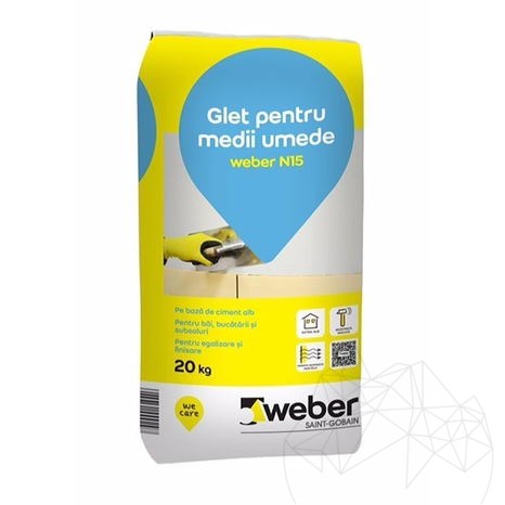 Gips op cementbasis voor vochtige omgevingen - Weber N15 - 20 kg