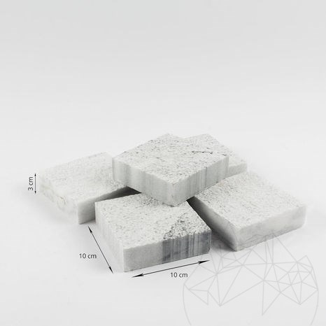 Kavala Marmer Bestrating Bush gehamerd 10 x 10 x 3 cm