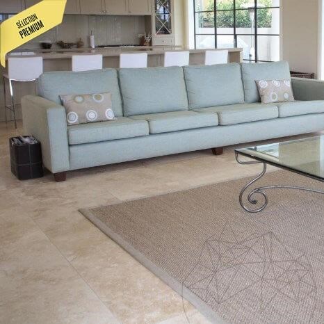 Travertin PREMIUM classique taillé en croix poli, 122 x 61 x 1.2 cm