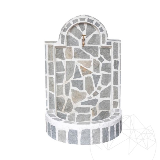 Cismea Small Garden, Traditional, Freestanding - Placage de pierre polygonale, Kavala Slate, 80 x 55 cm, 70 kg