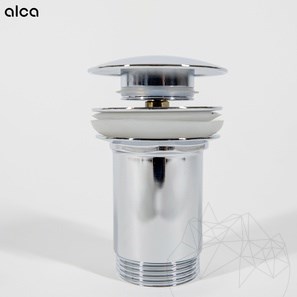 Alca Plast Click Clack Gootsteenafvoer - Verchroomd Messing - 5/4&quot; - Zonder Overloop - Grote Stopper