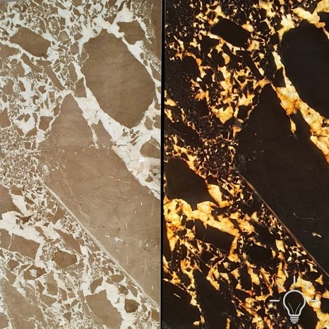 Caramel, plaque de marbre blanc poli, 2 cm