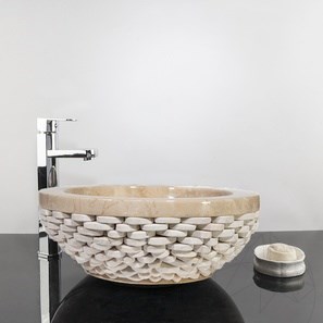 Marmeren Wastafel Matia Beige Pebbles