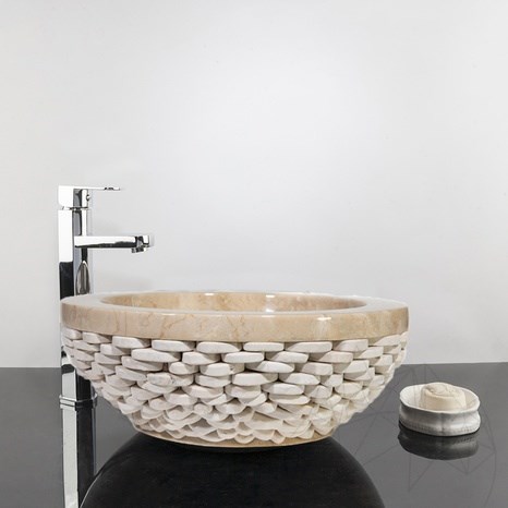 Marmeren Wastafel Matia Beige Pebbles