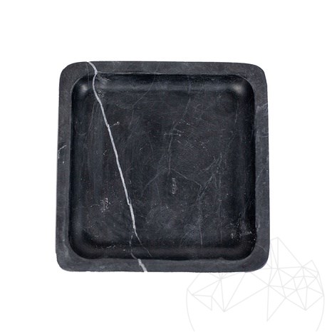 Vierkant Nero marmeren dienblad, 15 x 15 x 2,5 cm